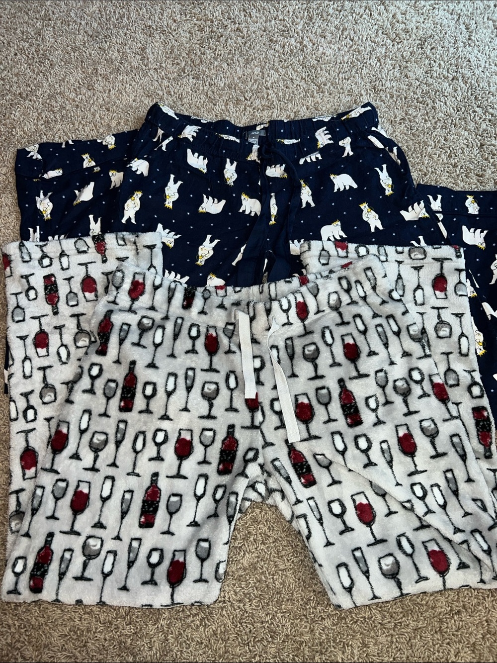 Polar Bear and Gray Wine Print sleep pants size medium
